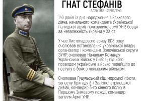 Борці за незалежність України у ХХ столітті: 140 років із дня народження Гната Стефаніва