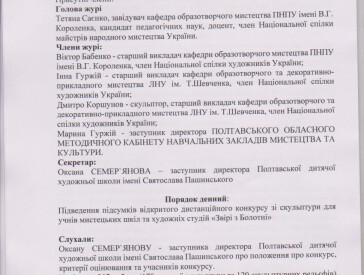 Протокол конкурсу зі скульптури "Звірі з Болотні" 2024