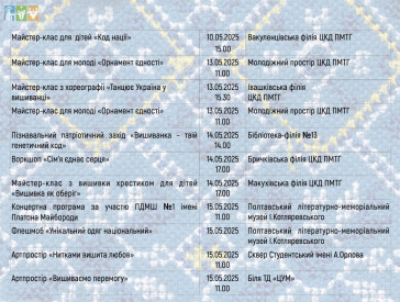 План заходів до Дня сім'ї та Дня вишиванки