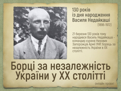 Онлайн проєкт «Борці за незалежність України у ХХ столітті»: 130-річчя з дня народження Василя Недайкаші