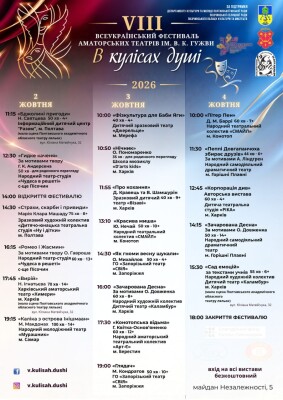 Полтава прийматиме VIII Всеукраїнський фестиваль аматорських театрів ім. В. К. Гужви