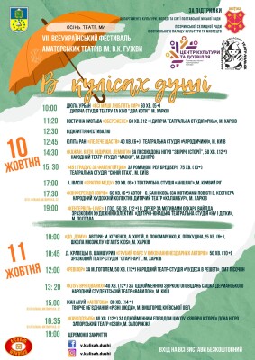 VII Всеукраїнський фестиваль аматорських театрів імені В. К. Гужви «В кулісах душі» вдруге повертається до Полтави